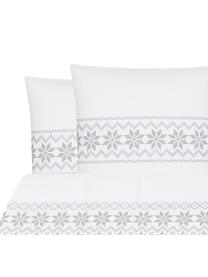 Flanelová posteľná bielizeň Finja, Biela, sivá, svetlomodrá