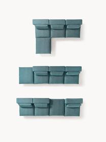 Modulares Ecksofa Felix mit Hocker, Bezug: 100 % Polyester Der strap, Gestell: Massives Kiefern- und Fic, Webstoff Türkisgrün, B 300 x T 210 cm