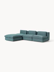 Modulares Ecksofa Felix mit Hocker, Bezug: 100 % Polyester Der strap, Gestell: Massives Kiefern- und Fic, Webstoff Türkisgrün, B 300 x T 210 cm