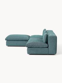 Modulares Ecksofa Felix mit Hocker, Bezug: 100 % Polyester Der strap, Gestell: Massives Kiefern- und Fic, Füße: Kunststoff Dieses Produkt, Webstoff Türkisgrün, B 300 x T 210 cm