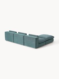 Modulares Ecksofa Felix mit Hocker, Bezug: 100 % Polyester Der strap, Gestell: Massives Kiefern- und Fic, Webstoff Türkisgrün, B 300 x T 210 cm