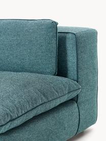 Modulares Ecksofa Felix mit Hocker, Bezug: 100 % Polyester Der strap, Gestell: Massives Kiefern- und Fic, Füße: Kunststoff Dieses Produkt, Webstoff Türkisgrün, B 300 x T 210 cm