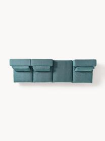 Modulares Ecksofa Felix mit Hocker, Bezug: 100 % Polyester Der strap, Gestell: Massives Kiefern- und Fic, Füße: Kunststoff Dieses Produkt, Webstoff Türkisgrün, B 300 x T 210 cm