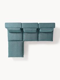 Canapé d'angle modulable avec pouf Felix, Tissu vert turquoise, larg. 300 x prof. 210 cm