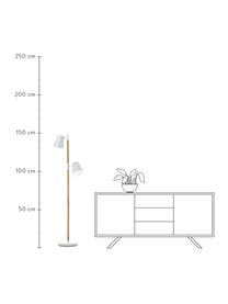 Lampada da lettura stile nordico Rubi, Paralume: metallo rivestito, Struttura: legno, Base della lampada: metallo rivestito, Bianco, Ø 18 x Alt. 150 cm