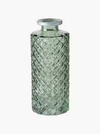 Set de jarrones pequeños de vidrio Adore, 3 uds., Vidrio tintado, Verde transparente, plateado, Ø 5 x Al 13 cm