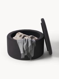 Pouf XL con vano contenitore Alida, Rivestimento: 100% poliestere Con 35.00, Rivestimento: schiuma, Tessuto grigio scuro, Ø 70 x Alt. 42 cm