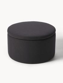 Grand pouf avec rangement Alida, Tissu anthracite, Ø 70 x haut. 42 cm