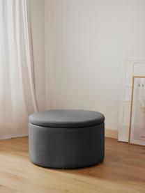 Grand pouf avec rangement Alida, Tissu anthracite, Ø 70 x haut. 42 cm