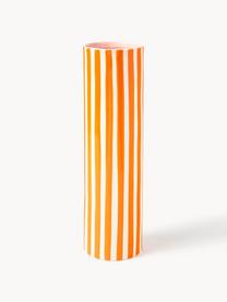 Handbemalte Vase Ray aus Porzellan, H 29 cm, Porzellan, Orange, Off White, Hellrosa, Ø 8 x H 29 cm