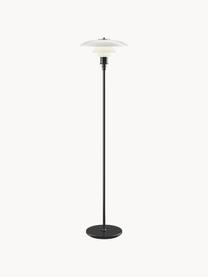 Lampa podłogowa ze szkła dmuchanego PH 3½-2½, Stelaż: stal metalizowana, Czarny, biały, W 130 cm