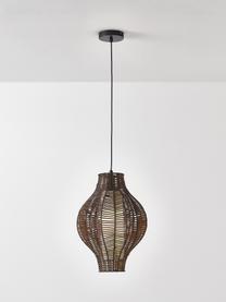 Závesná lampa z ratanu Malena, Tmavohnedá, Ø 35 x V 45 cm