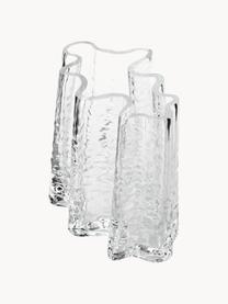 Ručně foukaná skleněná váza se strukturovaným povrchem Gry, V 19 cm, Foukané sklo, Transparentní, Š 24 cm, V 19 cm