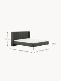 Letto imbottito Dusk, Rivestimento: tessuto finemente struttu, Piedini: metallo laccato a polvere, Tessuto antracite, Larg. 140 x Lung. 200 cm