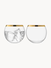 Copas de cóctel de vidrio soplado artesananalmente Luca, 2 uds., Vidrio, Transparente, dorado, Ø 9 x Al 8 cm, 330 ml