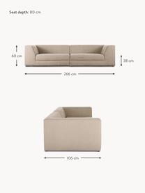 Sofa modułowa Grant (3-osobowa), Tapicerka: bawełna Dzięki tkaninie w, Nogi: lite drewno bukowe, lakie, Beżowa tkanina, S 266 x G 106 cm