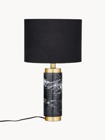 Lampa stołowa z marmurową podstawą w stylu glam Miranda, Odcienie mosiądzu, czarny, marmurowy, Ø 28 x W 48 cm