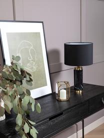 Lampa stołowa z marmurową podstawą w stylu glam Miranda, Odcienie mosiądzu, czarny, marmurowy, Ø 28 x W 48 cm