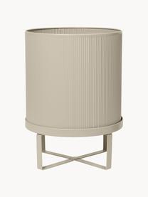 Vaso con superficie millerighe Bau, alt. 38 cm, Acciaio verniciato a polvere, Beige chiaro, Ø 28 x Alt. 38 cm