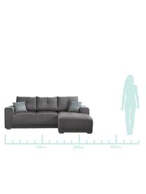 Sofa narożna z funkcją spania Lisbona, Tapicerka: 100% aksamit poliestrowy, Nogi: metal lakierowany, Szary, matowy, S 236 x G 165 cm