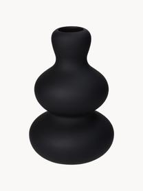 Vase design de forme organique Fine, Grès cérame, Noir, Ø 14 x haut. 20 cm