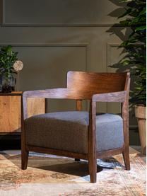 Loungefauteuil Duran met eikenhouten frame, Bekleding: 100 % polyester De slijtv, Donkerbruin, grijs, B 68 x D 66 cm
