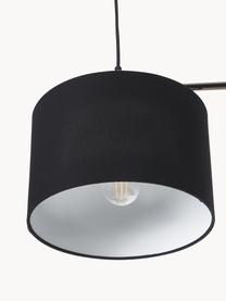 Lampada a sospensione grande Liara, Paralume: tessuto in lino (55% lino, Struttura: metallo spazzolato, Baldacchino: metallo spazzolato, Nero, Larg. 140 x Alt. 18 cm