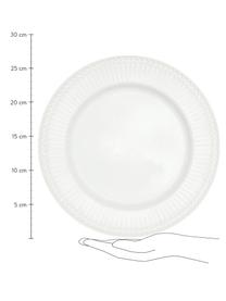 Handgemaakte dinerborden Alice in wit met reliëfdesign, 2 stuks, Porselein, Wit, Ø 27 cm