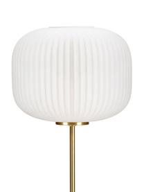 Grande lampe à poser en verre Sober, Blanc, couleur laitonnée, Ø 25 x haut. 50 cm