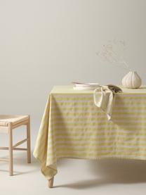 Nappe en coton rayé Alodie, 85 % coton, 15 % lin, Jaune, blanc, larg. 140 x haut. 250 cm