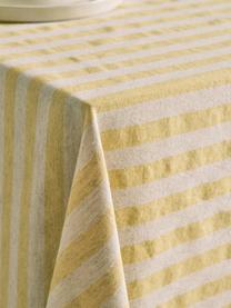 Nappe en coton rayé Alodie, 85 % coton, 15 % lin, Jaune, blanc, larg. 140 x haut. 250 cm