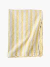 Tovaglia in cotone a righe Alodie, 85% cotone, 15% lino, Giallo, bianco, Larg. 140 x Alt. 250 cm