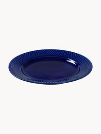 Plato postre de porcelana Rhombe, 4 uds., Porcelana, Azul oscuro, Ø 23 cm