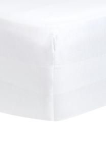 Drap-housse en satin de coton blanc pour sommier tapissier Comfort, Blanc, larg. 160 x long. 200 cm