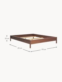 Cama de madera Tammy, Madera chapada en nogal, Madera de nogal, An 160 x L 200 cm