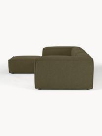 Modulares XL-Ecksofa Lennon aus Bouclé, Bezug: Bouclé (100 % Polyester) , Gestell: Massives Kiefernholz, Spe, Bouclé Olivgrün, B 329 x T 269 cm, Eckteil links