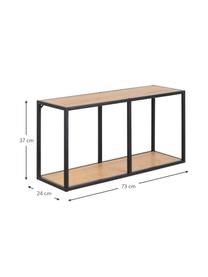 Wandregal Seaford aus Holz und Metall, Gestell: Metall, pulverbeschichtet, Schwarz, Wildeichenholz, B 73 x H 37 cm