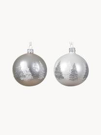 Boules de Noël Christmas Tree, 6 élém., Verre, Argenté, blanc, Ø 8 cm
