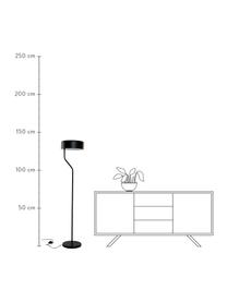 Leeslamp Zed van metaal, Lampenkap: gecoat metaal, Lampvoet: gecoat metaal, Zwart, Ø 30 x H 142 cm