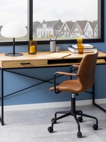 Bureau Seaford met lades, Tafelblad: gelamineerd MDF, wild eik, Frame: gepoedercoat metaal, Houtoptiek, zwart, B 140 x H 58 cm