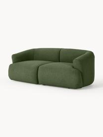 Modulares Bouclé-Sofa Sofia (2-Sitzer), Bezug: Bouclé (100 % Polyester) , Gestell: Fichtenholz, Spanplatte, , Bouclé Dunkelgrün, B 190 x T 103 cm