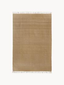 Dun katoenen vloerkleed Agneta, handgeweven, 100% katoen, Lichtbruin, B 70 x L 140 cm (maat XS)