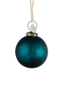 Bolas de Navidad Cadelia, 2 uds., Correa: yute, Azul oscuro, Ø 5 cm