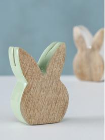 Objet déco lapin de Pâques en bois Liloja, 2 élém., Bois, enduit, Bois, vert, blanc, larg. 5 x haut. 7 cm