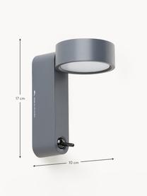 Kleine LED wandlamp Toggle met verstelbare lampenkap, Gelakt aluminium, Antraciet, mat, B 10 x H 17 cm