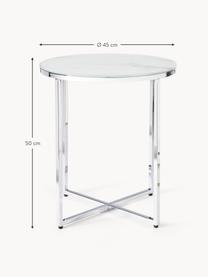 Table d'appoint ronde look marbre Antigua, Blanc look marbre, argenté, Ø 45 x haut. 50 cm