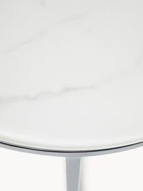 Kulatý odkládací stolek se skleněnou deskou v mramorovém vzhledu Antigua, Bílý mramorový vzhled, lesklá stříbrná, Ø 45 cm, V 50 cm
