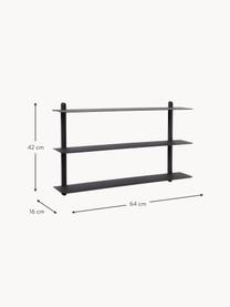 Estante de pared Nivo, Estantes: acero recubierto, Estructura: madera de fresno, Negro, An 64 x Al 42 cm