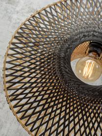 Lámpara de techo de bambú Kalimantan, Pantalla: bambú, Anclaje: metal recubierto, Cable: cubierto en tela, Beige, negro, Ø 44 x Al 44 cm