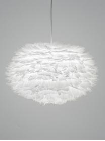 Lampenschirm Eos aus Federn, Gänsefedern, Stahl, Weiss, Ø 45 x H 30 cm